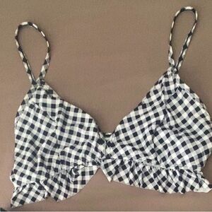 Gingham Ruffled Bralette - Black & White